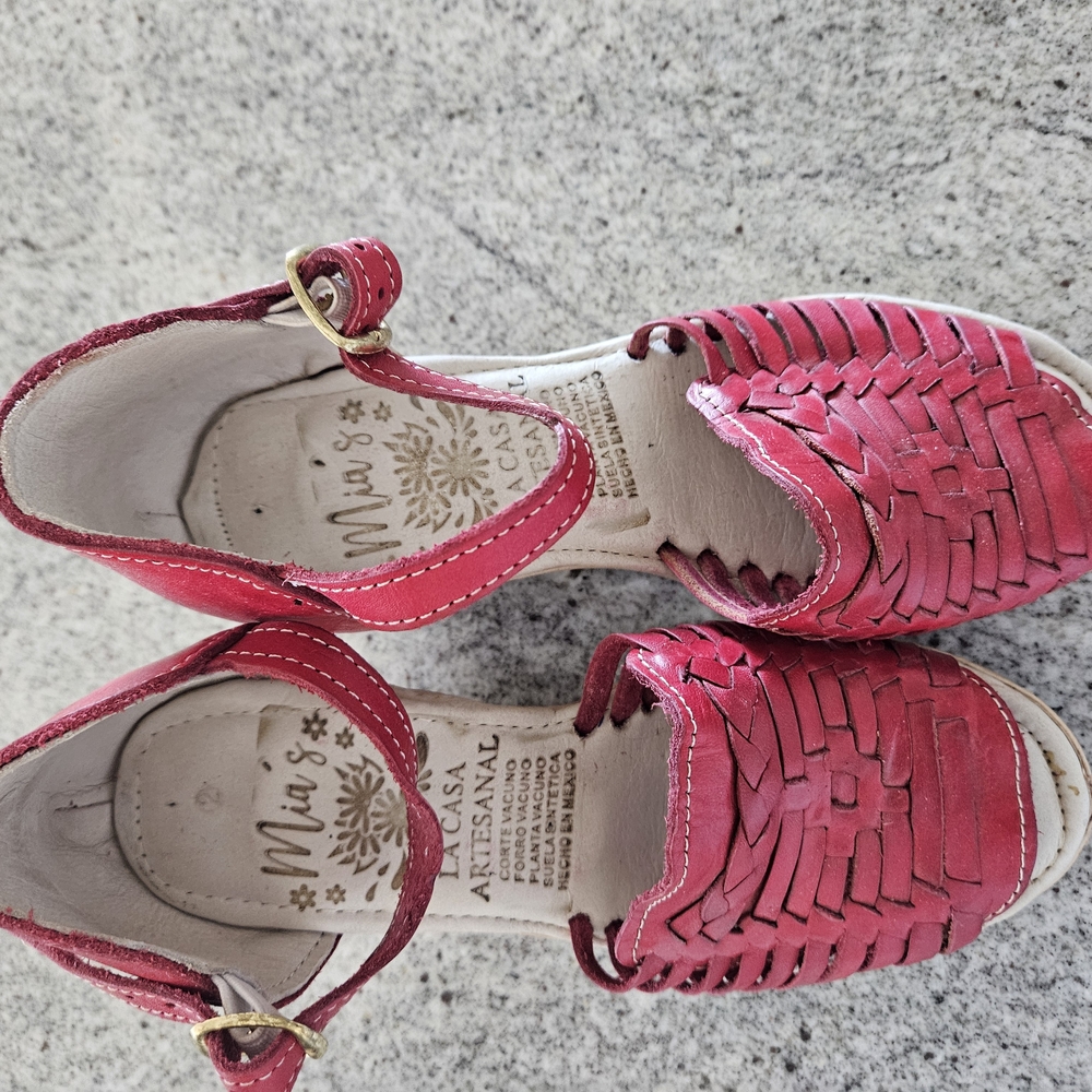 Red Women Huarache Platform Pre Loved - Picture 4 of 5